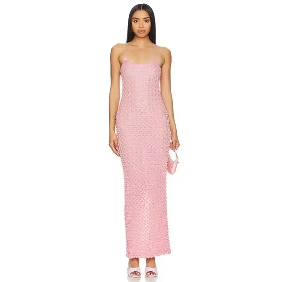 revolve pink slip dress L'AGENCE Seridie Mid Length Slip Dress in Pink Multi Romantic Rose